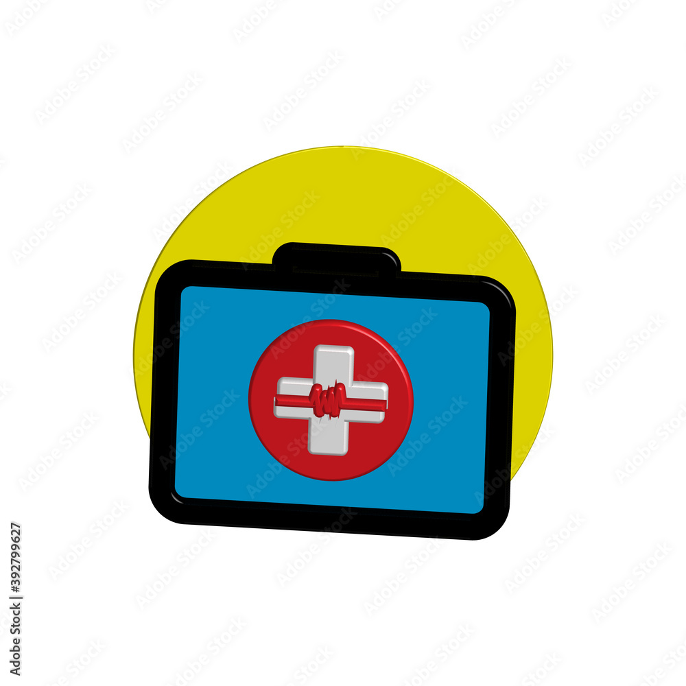 Fototapeta premium 3D First aid kit Icon. Design template vector