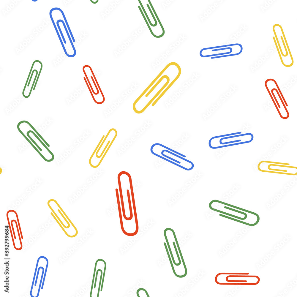 Color Paper clip icon isolated seamless pattern on white background. Vector. Color Paper clip icon isolated seamless pattern on white background. Vector.