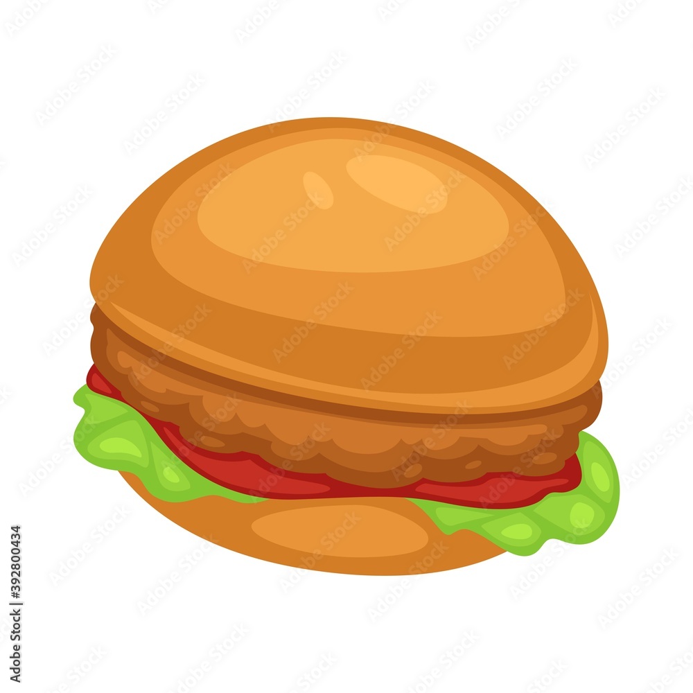 Chicken burger with ketchup sauce and lettuce or salad leaf Chicken burger with ketchup sauce and lettuce or salad leaf