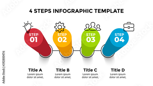 3D Vector Perspective Infographic. Presentation slide template. 4 step options. Chart concept. Colorful creative info graphic design.