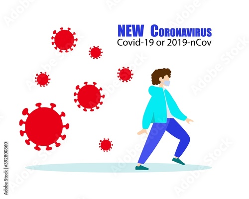 Vector illustration. People wearing protection medical face mask to protect and prevent virus, disease, flu.