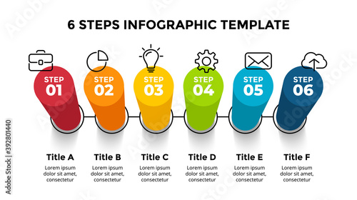 3D Vector Perspective Infographic. Presentation slide template. 6 step options. Chart concept. Colorful creative info graphic design.