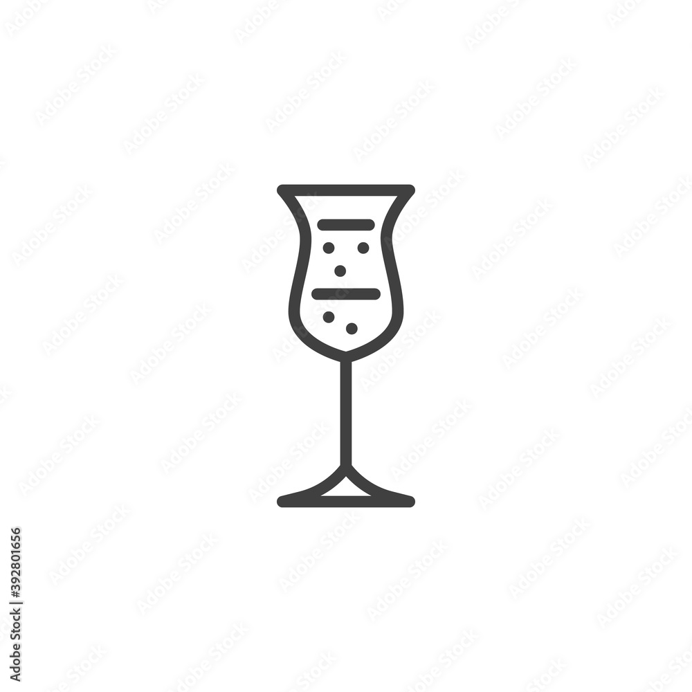 Bar glassware line icon. linear style sign for mobile concept and web design. Alcoholic cocktail glass outline vector icon. Symbol, logo illustration. Vector graphics Bar glassware line icon. linear style sign for mobile concept and web design. Alcoholic cocktail glass outline vector icon. Symbol, logo illustration. Vector graphics