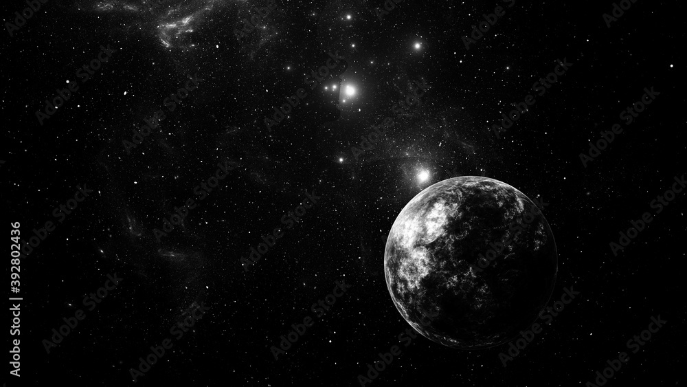 Fototapeta premium Abstract monochrome fractal illustration looks like beautiful galaxies.