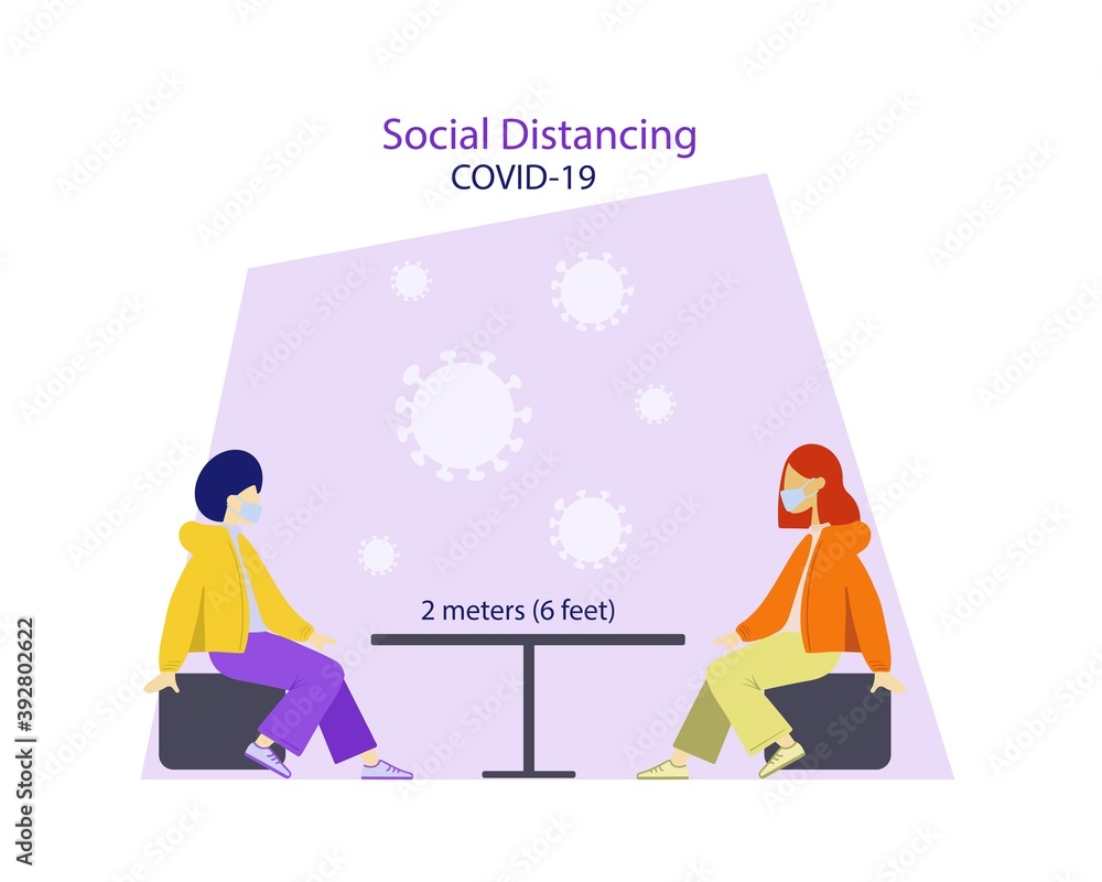 Social Distancing. People wearing surgical face mask keeping distance 2 meters to protect from corona virus diseases COVID-19 Social Distancing. People wearing surgical face mask keeping distance 2 meters to protect from corona virus diseases COVID-19
