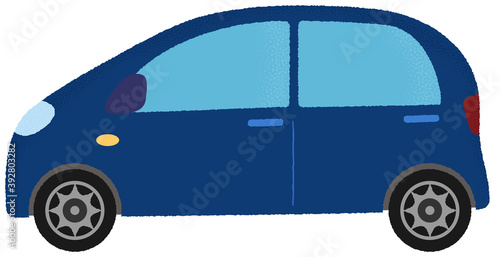 青いコンパクトカーのベクターイラスト
