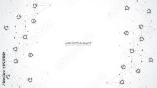 Vector illustration of connecting people and communication concept, social network.
