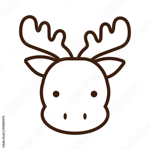 cute little deer kawaii animal line style