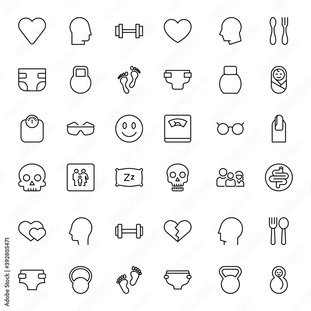People line icon set. People line icon set.