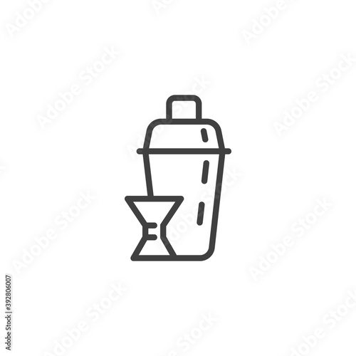 Cocktail Shaker line icon. linear style sign for mobile concept and web design. Bartender bottle outline vector icon. Symbol, logo illustration. Vector graphics