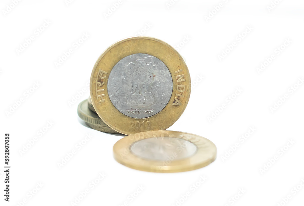 10 indian rupees coin isolated on white background 10 indian rupees coin isolated on white background