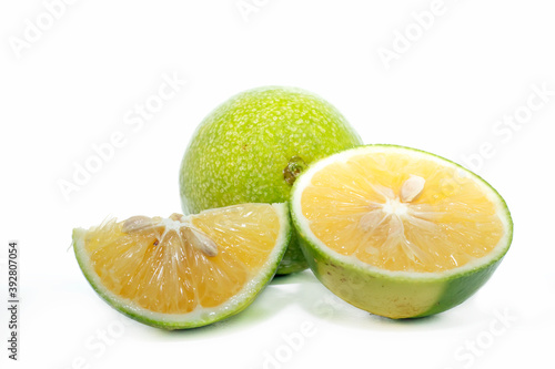 mosambi sweet lime fruit isolated on white background photo