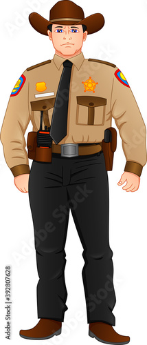 young sheriff in a pose isolated on white background
