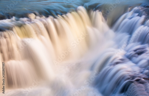 Long exposure image of a waterfall in Torres del Paine National Park, Chile