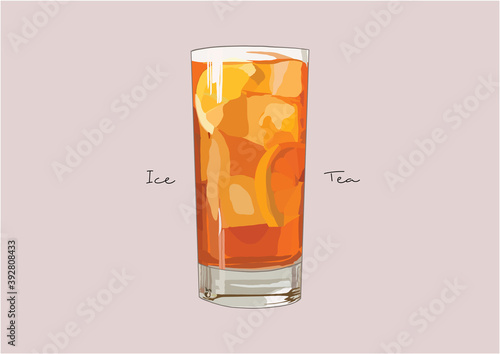 Vector Illustration of Lemon Iced Tea