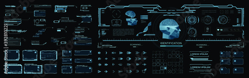 Big set of futuristic HUD elements user interface. Conceptual Sci-Fi Dashboard Display for Video Games. Futuristic blue virtual graphic touch  user interface