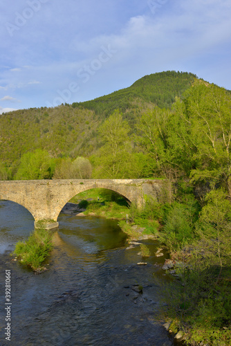 Le pont du Tarn    Florac  48400  enjambe la rivi  re  Loz  re en Occitanie  France