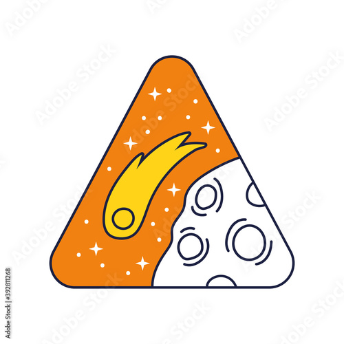 space triangular badge with mars planet line and fill style
