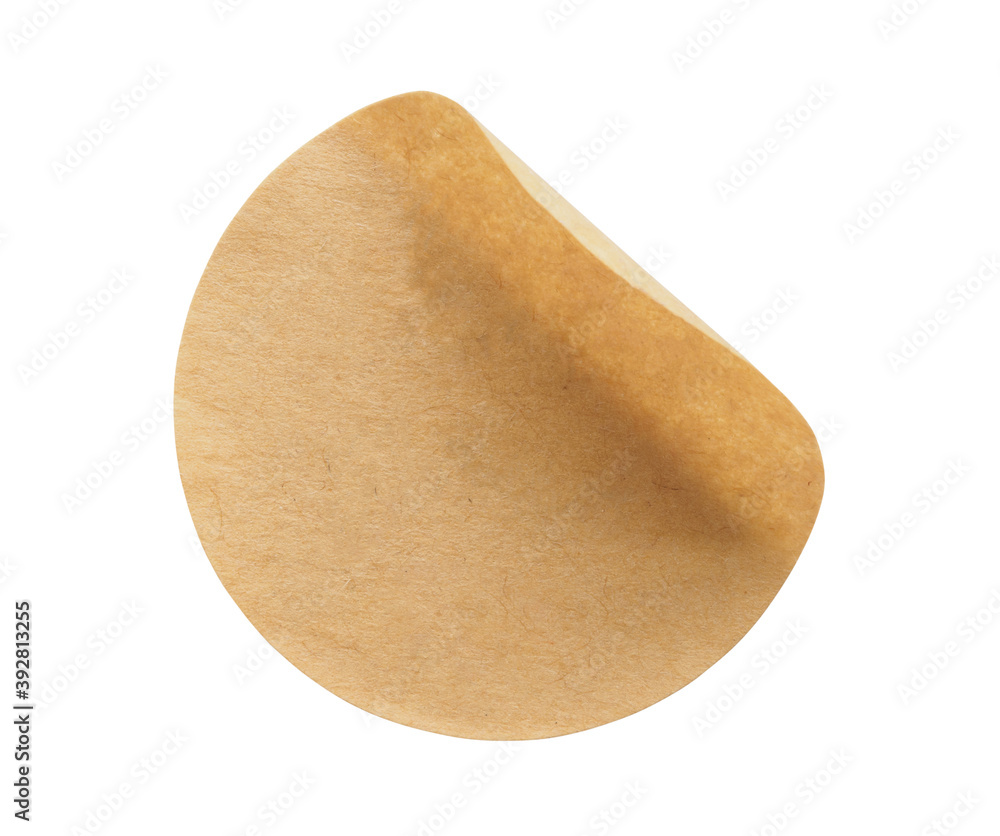 Brown round paper sticker label isolated on white background Brown round paper sticker label isolated on white background