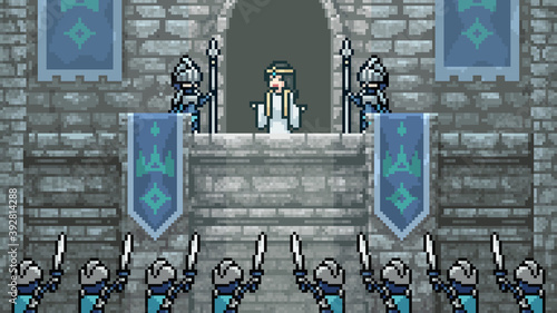 pixel art scene medieval princess