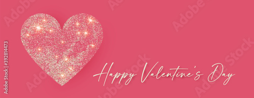 Happy Walentines Day design with glittering heart
