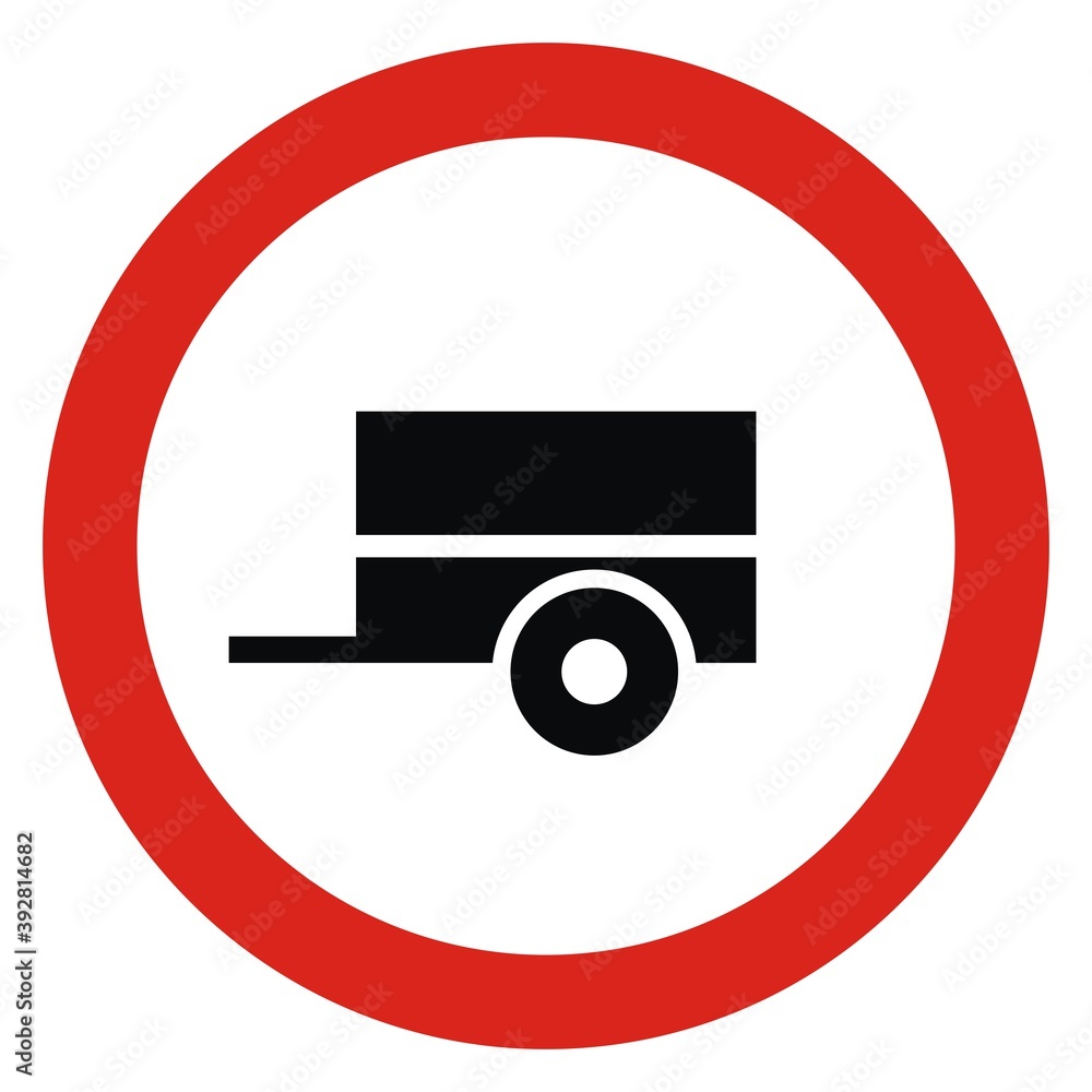 no entry of motor vehicles with a trailer, road sign, vector icon no entry of motor vehicles with a trailer, road sign, vector icon