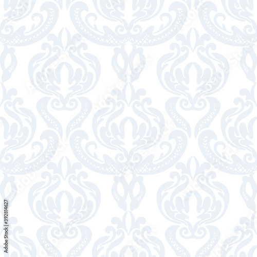 Damask floral pattern in vector on white background. Imperial ornament, Rococo wallpaper