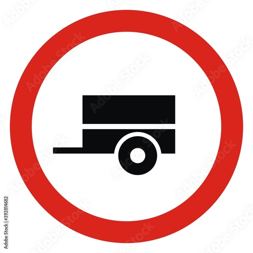 no entry of motor vehicles with a trailer, road sign, vector icon