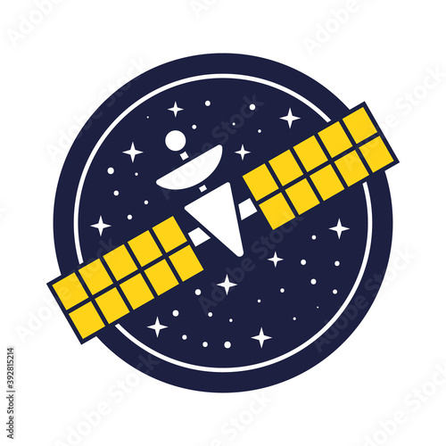 space badge with satellite line and fill style