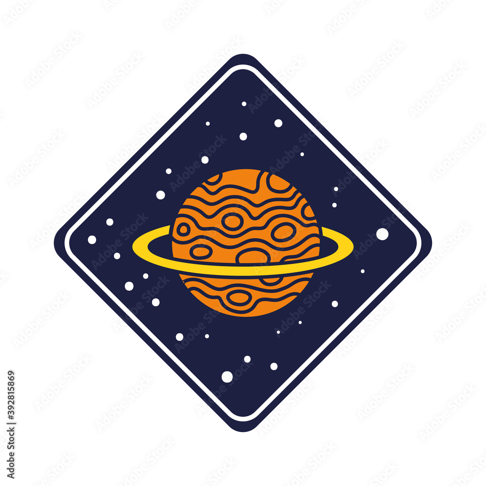 space badge with saturn planet line and fill style space badge with saturn planet line and fill style