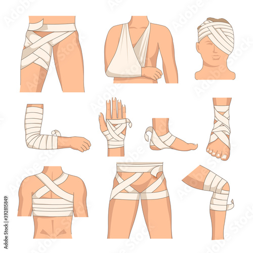 Bandage human body injury bandaging body parts