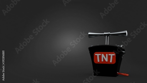 TNT detonator on gray background