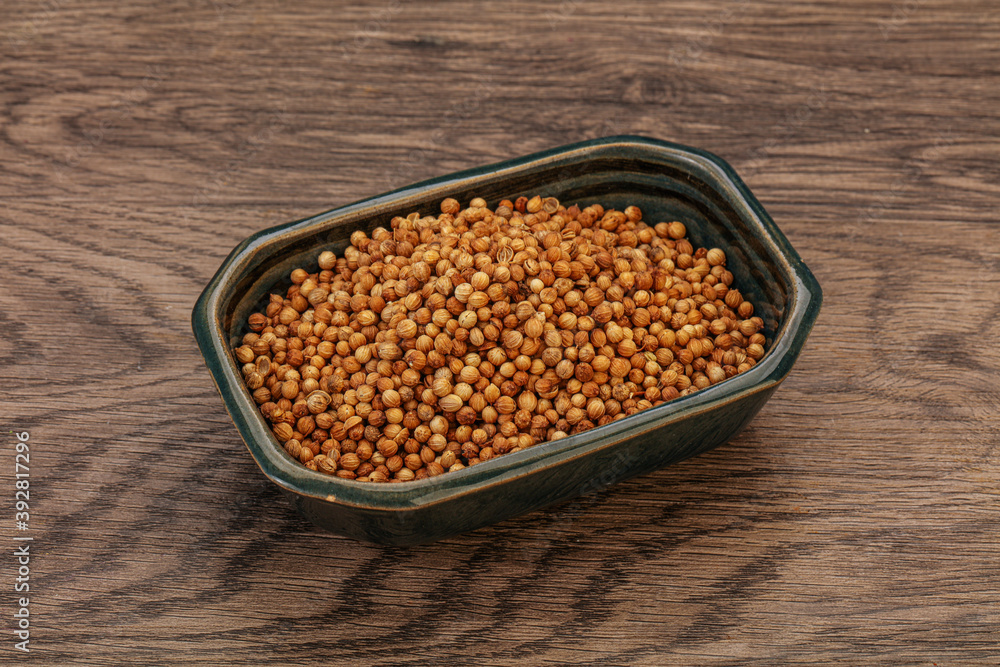 Coriander seeds in the bowl Coriander seeds in the bowl