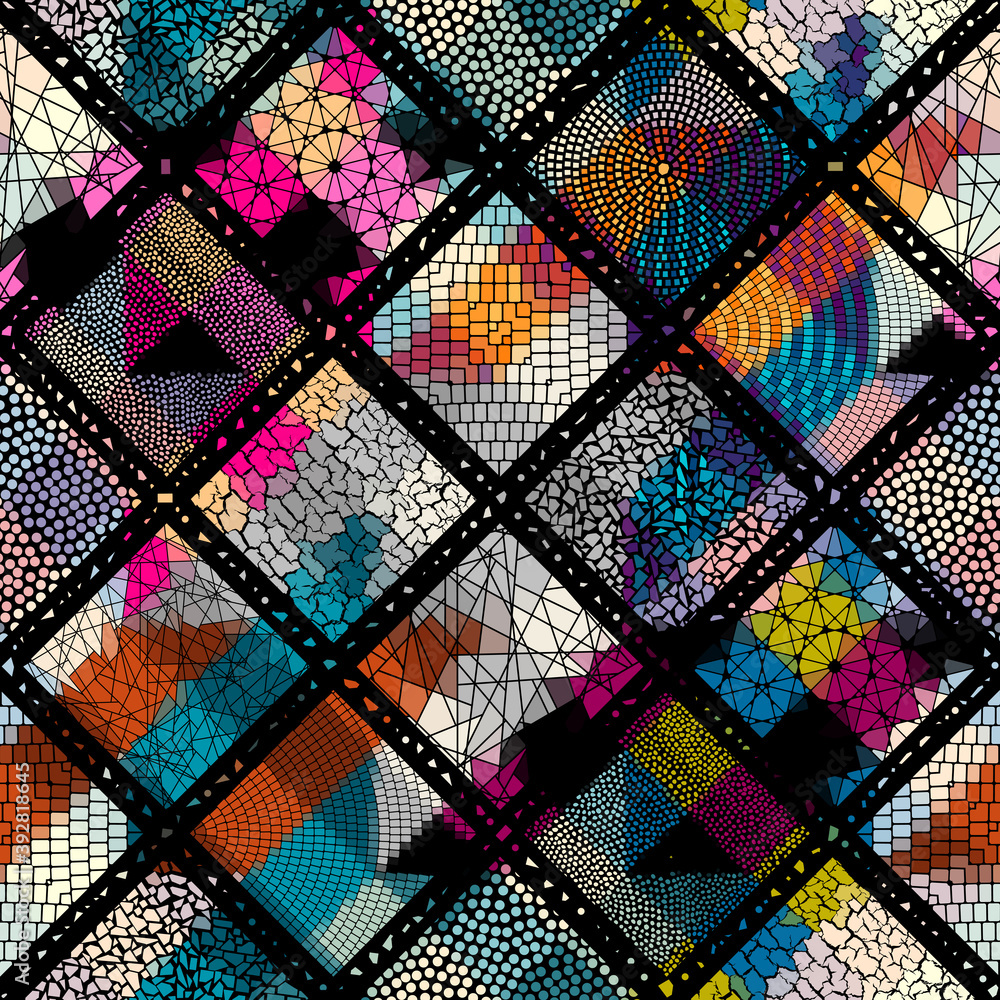 Seamless mosaic art pattern. Collage mosaic. Vector image. Seamless mosaic art pattern. Collage mosaic. Vector image.