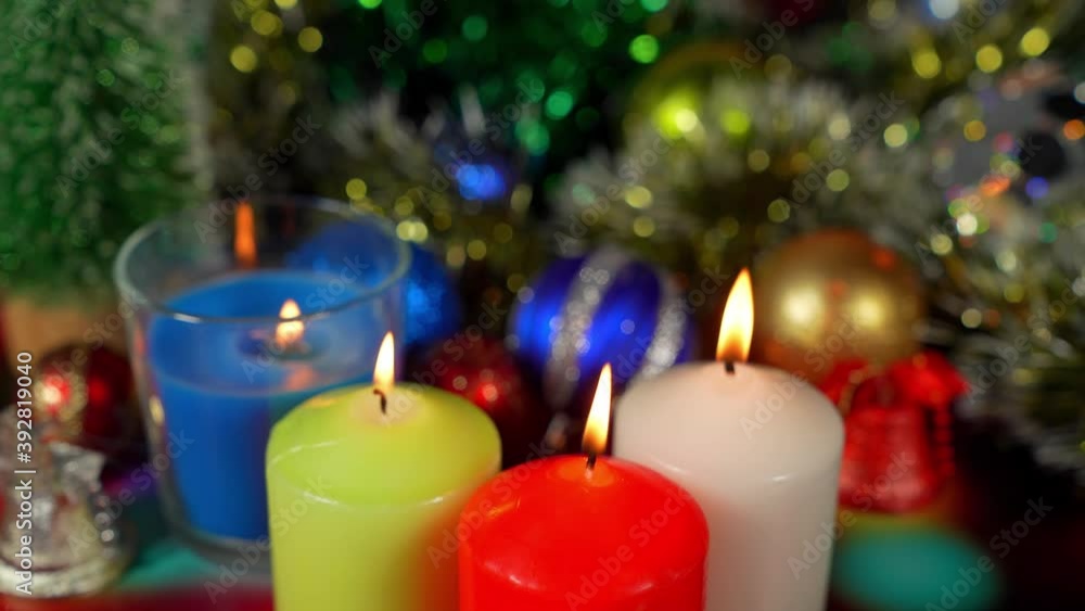 candles are burning with color light