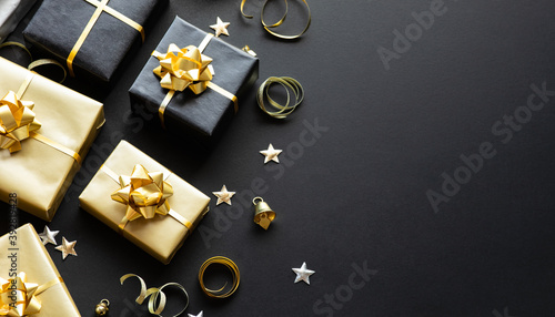 Selective focus/group of gift box and party ornament.Merry christmas,xmas and new year celebration concepts