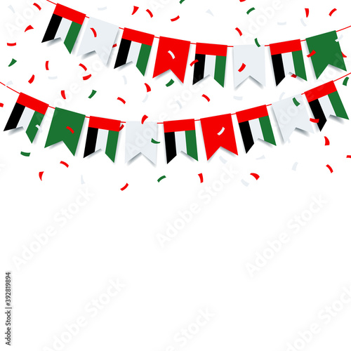 Vector Illustration of National Day United Arab Emirates. Garland with the flag of UAE on a white background.
