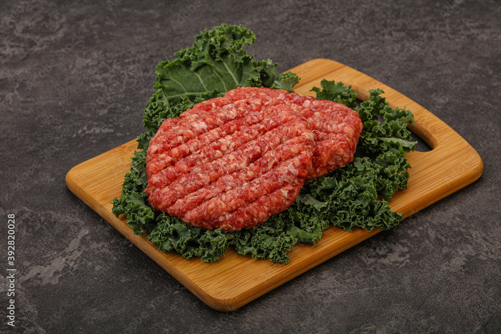 Raw beef burger cutlet for cooking Raw beef burger cutlet for cooking