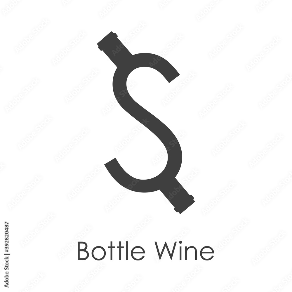Logotipo lineal letra inicial S como botella de vino en color gris Logotipo lineal letra inicial S como botella de vino en color gris