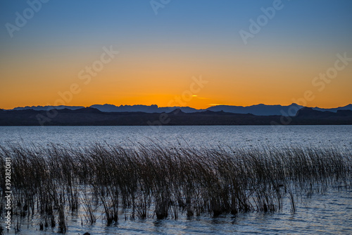 Dramatic vibrant sunset scenery in Lake Havasu  Arizona