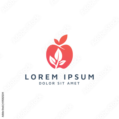 apple and leaf negative space logo design
