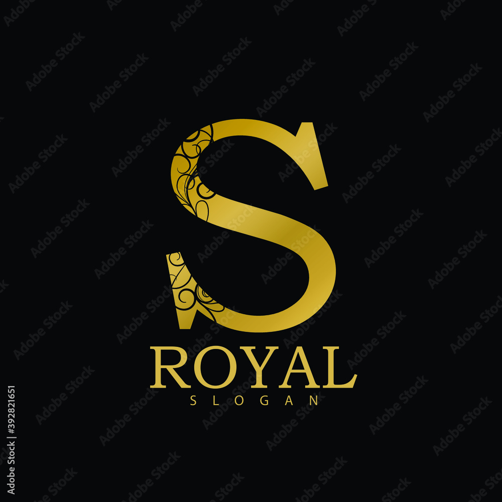 Golden Alphabet S Floral Logo Icon, Vintage Gold S Letter Logo Design ...