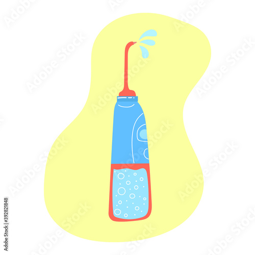 Hand drawn Electric Oral Irrigator. Hygiene device, dental health concept. Flat illustration.