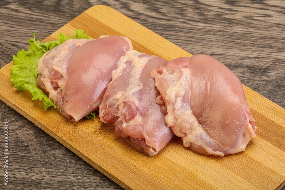 Raw chicken boneless and skinless leg Raw chicken boneless and skinless leg