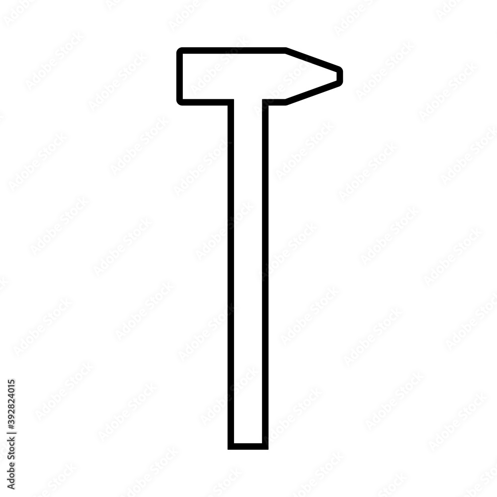Hammer line icon. Simple hammer with weighted metal head. Vector Illustration Hammer line icon. Simple hammer with weighted metal head. Vector Illustration