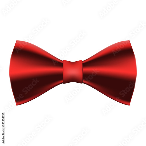 A realistic red bow tie. Vector illustration.