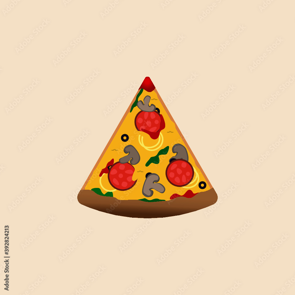 Capricciosa pizza slice illustration