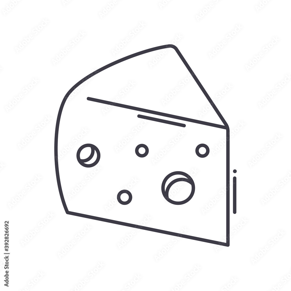 Cheese icon, linear isolated illustration, thin line vector, web design sign, outline concept symbol with editable stroke on white background. Cheese icon, linear isolated illustration, thin line vector, web design sign, outline concept symbol with editable stroke on white background.