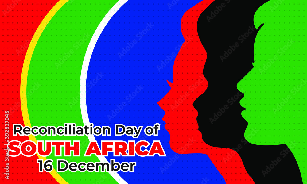 The Day of Reconciliation is a public holiday in South Africa. December 16th. The intention is to celebrate the end of apartheid and foster reconciliation between different racial groups. Vector. The Day of Reconciliation is a public holiday in South Africa. December 16th. The intention is to celebrate the end of apartheid and foster reconciliation between different racial groups. Vector.