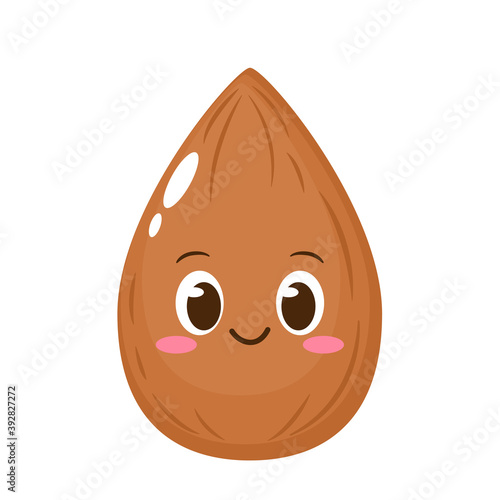 Cute happy brown almond character